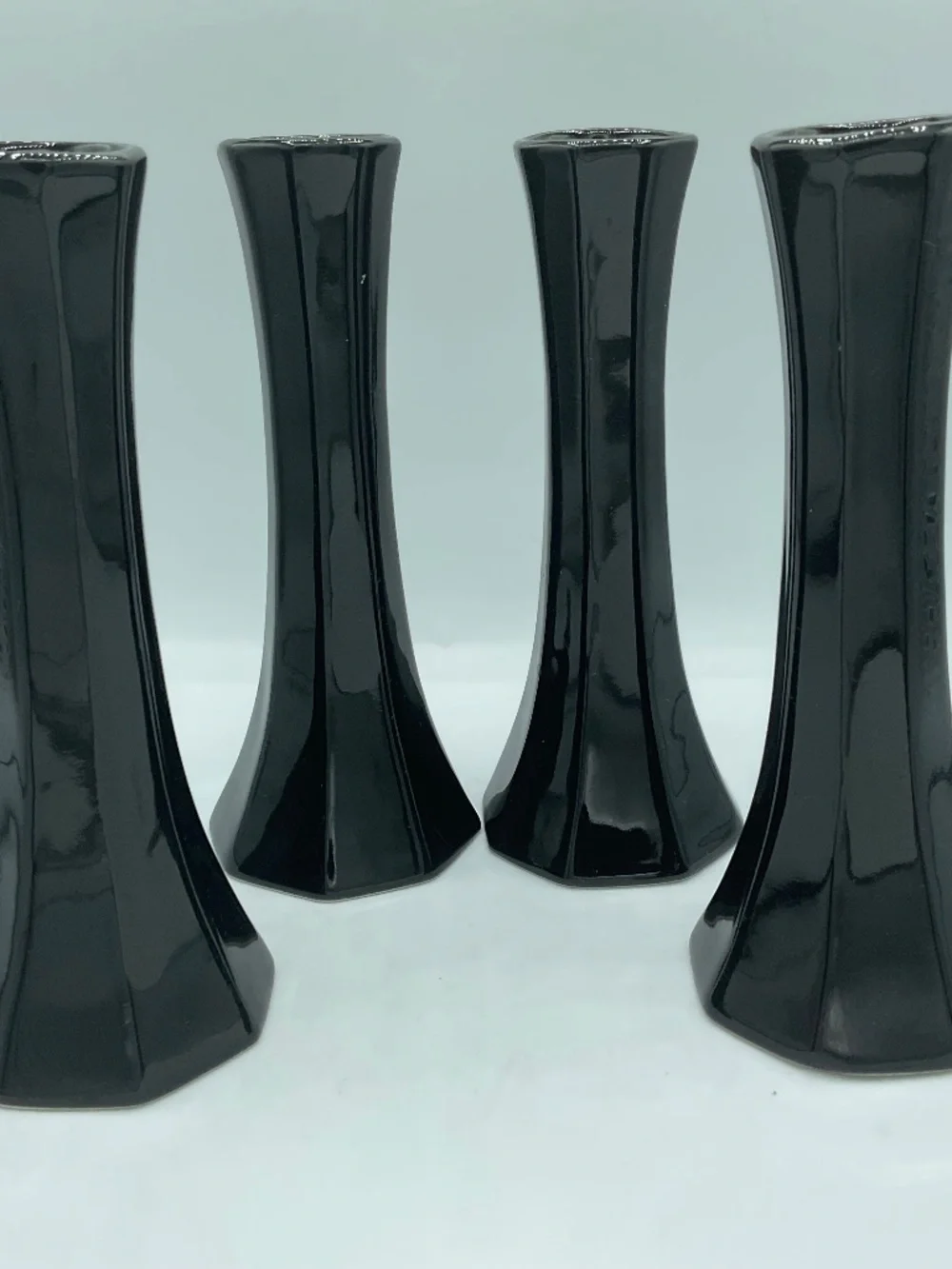 Black mini Eiffel Tower Style Bud vases Hollowick Easy Florals 6”